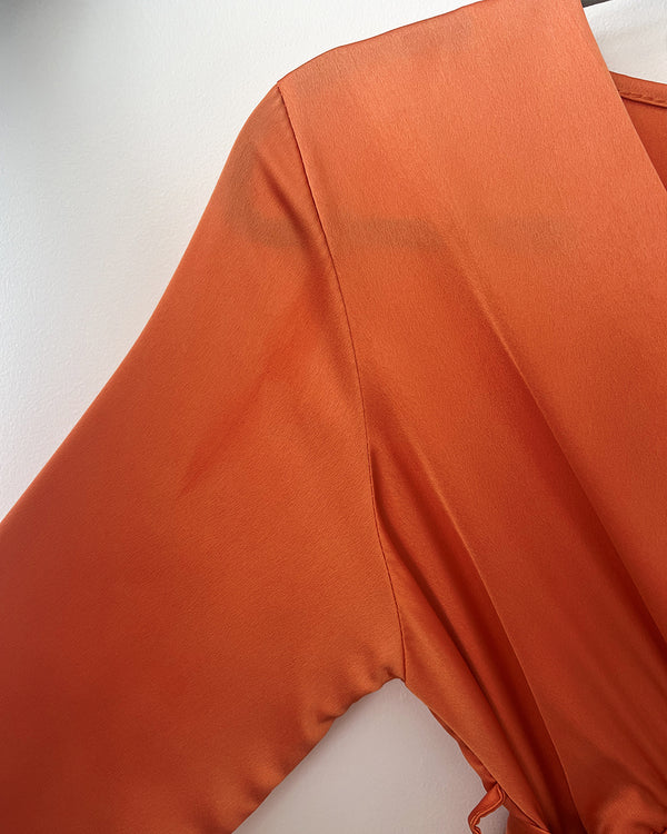 Robe satinée à volants - orange 2