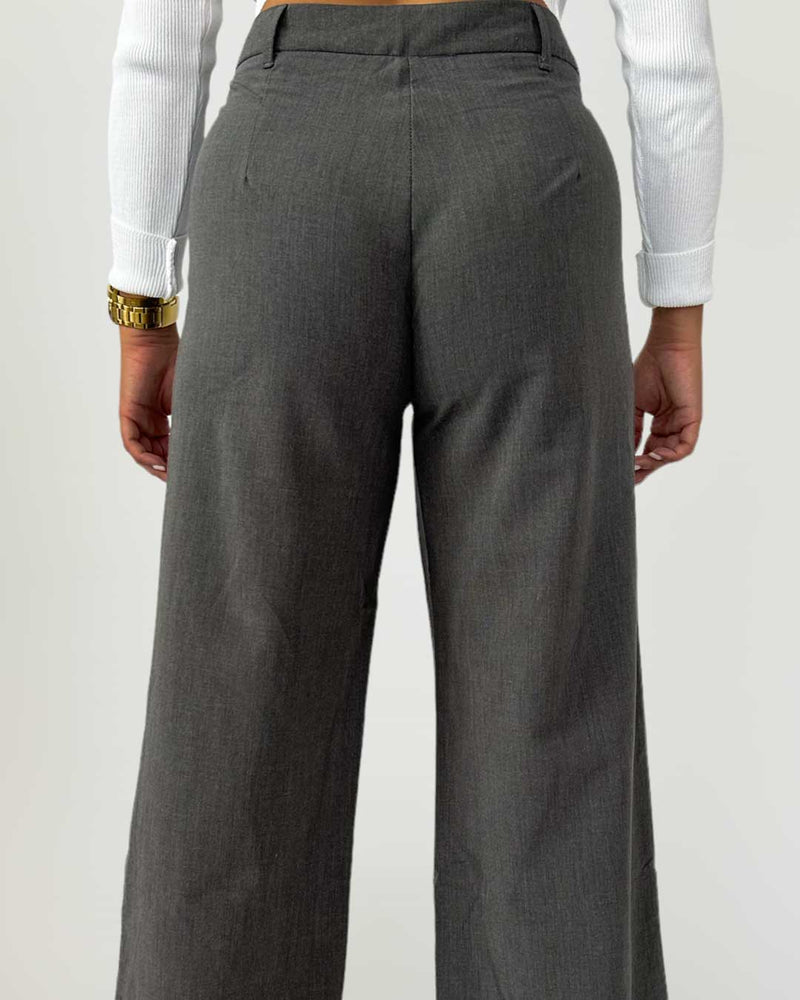 pantalon tailleur large - gris foncé