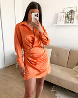 Robe satinée - orange