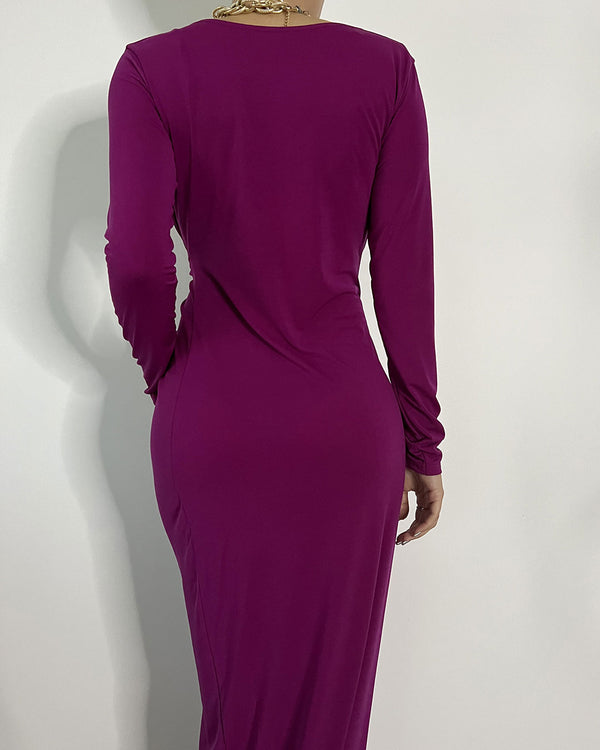 Robe longue plissée - fuchsia/violet